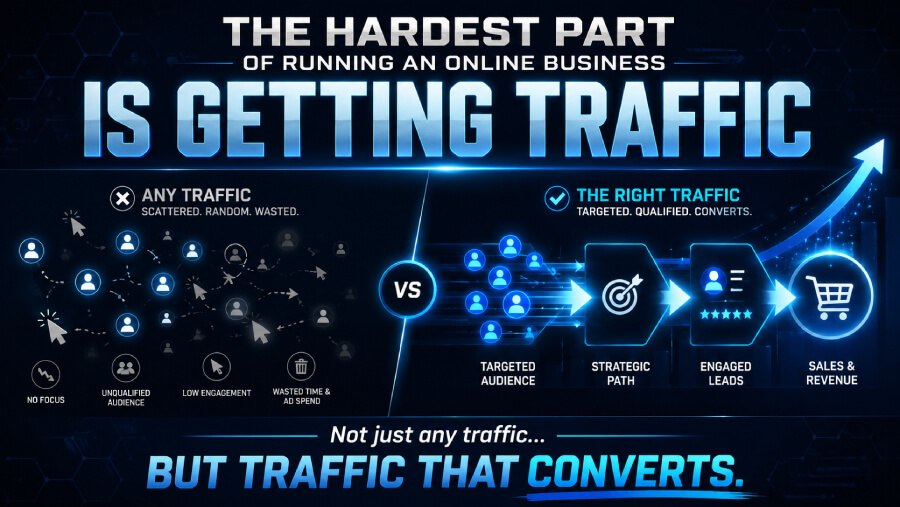 The hardest part of running an online business is getting traffic — any traffic vs. the right traffic that converts.